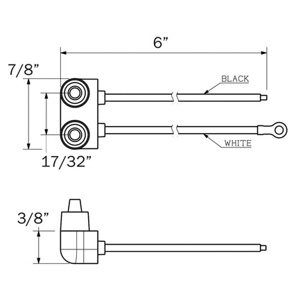 Optronics Two-Wire Pigtail, Straight – 6" Leads with PL-10 Plug (A46PB) Diagram