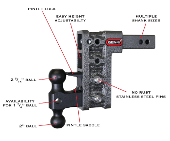 10" Drop/Rise Gen-Y Adjustable Hitch w/ Dual Ball & Pintle, 16K