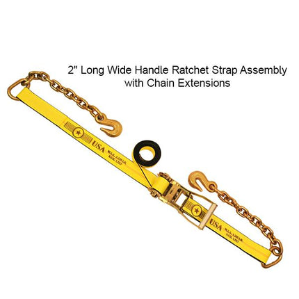 Self-Contained Ratchet Straps with Chain Extensions, 2" x 27' Cargo Control Nationwide Trailers Parts Store 